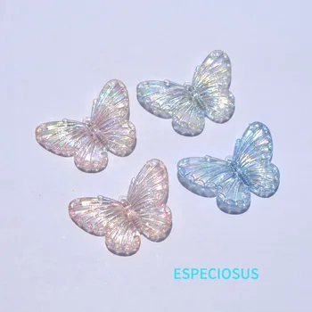 Прозрачни Многоцветни Големи Висулки-Пеперуди 42 ММ, Покрити с Акрил Окачване За Направата на Огърлици, Отдели, Бижута, Аксесоари
