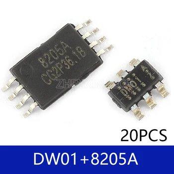 20 бр/лот (DW01 + 8205A всеки 10 бр.) FS8205A FS8205 DW01 DW01A Комбинация MSOP-8 SOT23-6 Чип за защита на батерията