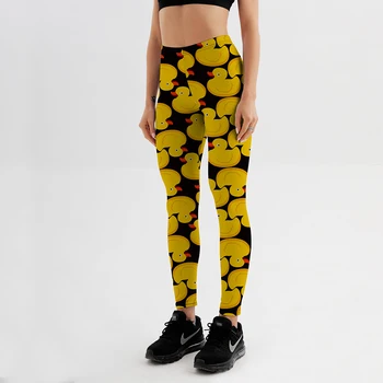 Qickitout търговия на едро с гамаши жълти патици забавни европейските женски гамаши, панталони горещи участък панталони