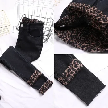 Леопардовый Цвят На Кадифе, Дамски Дънки С Висока Талия 2021 Корейски Модни Панталони, Дамски Панталони Молив Участък Тесни Панталони Ежедневни Панталони