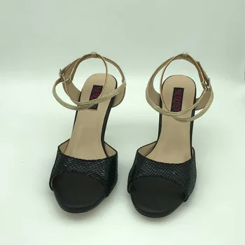 Аржентинско Танго Танцови обувки Вечерни Обувки Сватбени Обувки кожена подметка T628284BSGL 9 cm ток 7.5 cm в наличност-безплатна доставка