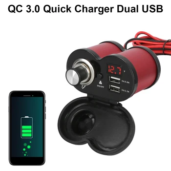 QC 3,0 USB Зарядни Устройства За Мотоциклет Адаптера за Запалката Гнездо Водоустойчив Покриване на Цифров Волтметър Преминете Аксесоари