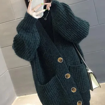 Жилетка дебел дълъг пуловер дамски свободна яке тенденция Harajuku Корейски стил Mori момиче 2020 нов