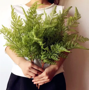 Едно Реално Усещане за Докосване Китка от листа на Папрат Изкуствена Зеленина от Папрат Вечнозелено Растение за Сватбени основните Елементи на Декоративна Зеленина
