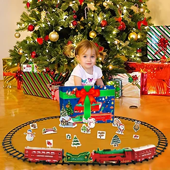 2021 Коледен Електрически Железопътен Вагон На Влака Детска Играчка Електрическа Играчка Влак На Жп Комплект Превозни Строителни Играчки, Подаръци За Нова Година