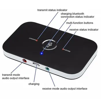 Bluetooth 5.0 Аудио Предавател, Приемник, 3.5 мм AUX вход RCA Жак Стерео Музика Безжичен Адаптер Ключ За PC TV Слушалки Високоговорител за Кола
