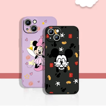Disney Мики и Мини маус За Apple iPhone 13 12 11 Pro Max mini XS XR X 8 7 6S 6 Плюс Течен Силиконов Мек Калъф За телефон на Корпуса