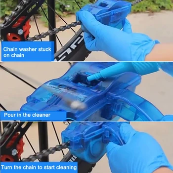 Пречистване На Верига Комплект За Почистване На Планински Велосипеди Портативен Пречиствател На Велосипед Верига Велосипедни Четки Скрубер Инструмент За Измиване На Външни Аксесоари