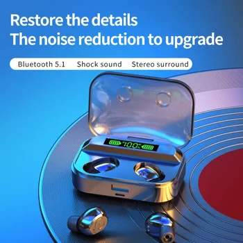 TWS Bluetooth 5.1 Слушалки, зарядно устройство ще захранване на Скоростната Безжични Слушалки 9D Стерео Спортни Водоустойчиви Слушалки Слушалки С Микрофон