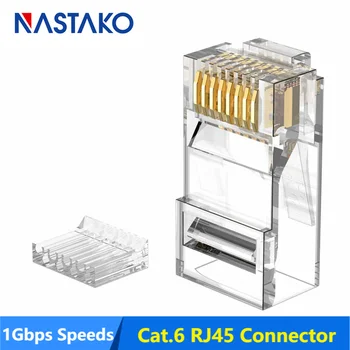 NASTAKO Конектор Cat6 RJ45 2 елемента 8P8C CAT6 Cat5e Модулни Вилици Конектор RJ-45 Мрежов Кабел Ethernet Конектор