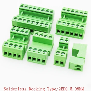 1 комплект беспаянный тип докинг 2EDG 5,08 mm винт клеммный блок конектор печатна платка вставной тип 2edg вид на зелени клеммный блок