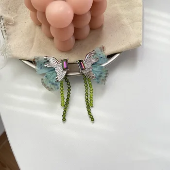 Мечта пеперуди, ръчно изработени butterfly crystal мъниста пискюл обеци нишевый дизайн на супер невероятен темперамент обеци