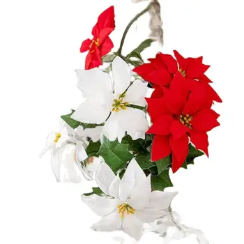 8 бр. Фалшив Коледно цвете на едно стъбло (3 глави/бр) 25 