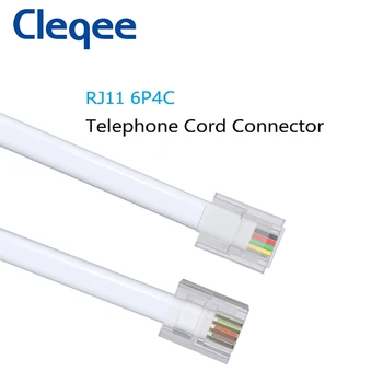 Cleqee Бял Телефонен Сплитер RJ11 6P4C от 1 щепсела до 2 штекеров Адаптер RJ11 към разделителю RJ11