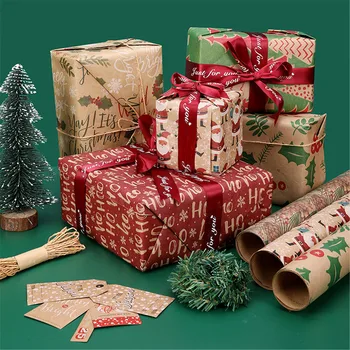 Коледен Подарък Амбалажна Хартия Плътна Коледна Крафт-Амбалажна Хартия Цвете Амбалажна Хартия Подарък Кутия Амбалажна Хартия Нова Година 2023