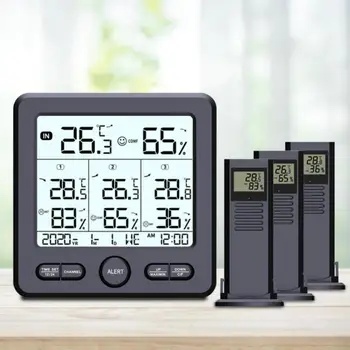 Метеорологичната станция Вътрешни/Външни Безжични Сензори Цифров Термометър, Влагомер Led LCD Дисплей Термометър С 3 Дистанционными Сензори