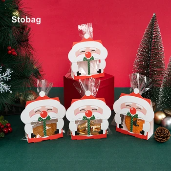 Кутия за подарък бонбони Коледа 8pcs опаковка чувал от зебло Дядо Коледа чанта бонбони снежинки Recyclable за украса на празника