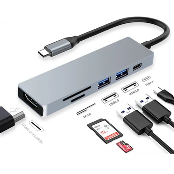TRUMSOON Type C до 4K, HDMI-съвместим USB 3.0 2.0 C SD TF Cardreader Хъб за Macbook Dell XPS15 Samsung S20 Декс TV Nintendo