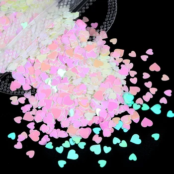 1 Пакет 3D Русалка Любов Сърцето Дизайн Нокти Пайети за Декорация на Цветни Кухи във Формата На Сърце Блестящи Люспи За Лак За Нокти, Аксесоари