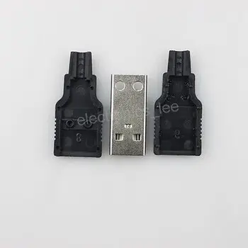 100шт Тип A Мъжки USB 4-пинов Конектор за Контакти и Пластмасовия капак