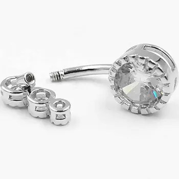 Кристал циркон корема пъпа бар пръстен пиърсинг бижута 925 сребро за жени пиърсинг бижута мода