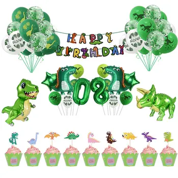 3D Балони с Динозавром, Тематичен Декор под формата на Динозавър, Брой Латексови Балони за Джунглата, Украса за Парти в чест на рождения Ден, Детски Аксесоари за Душ