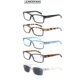 MODFANS Мъжки слънчеви очила за четене, Слънчеви очила, Очила за четене, Квадратна класически дизайнерски рамки, Пружинни Панти, Удобно облекло, Лупа