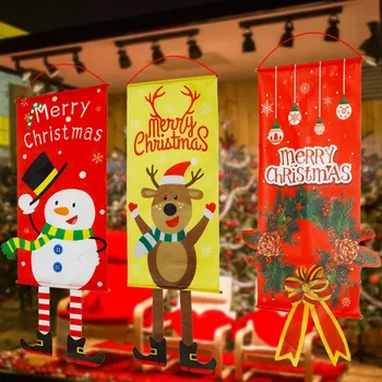 1 БР. Коледен Банер на Верандата, Дядо Коледа, Снежен човек, Весел Коледен Окачен Флаг, Украшения за Домашна Коледна Декорация, Нова Година 2023