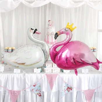 Короната Фламинго Сватба Бял Лебед Балон Украса Тема Фламинго Сватба, Рожден Ден Балон Алоха Хавайски Рожден Ден Балон Полза