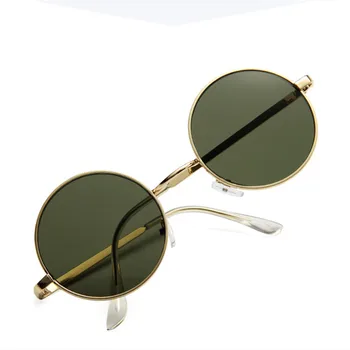 2022 Ретро Кръгли Жълти Лилави Очила Дамски Маркови Дизайнерски Слънчеви Очила за Жени на Мъжки Огледално Oculos De Sol