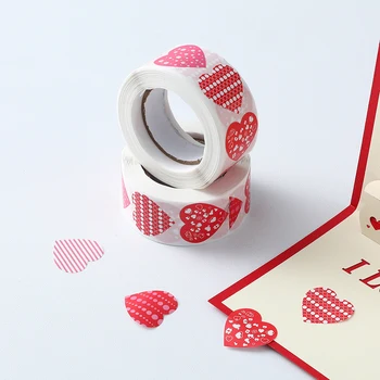 500 бр. Стикер във формата на Сърце Стикер за Scrapbooking за Свети Валентин за Опаковане на Подаръци за Сватба, Рожден Ден Хартия Етикети