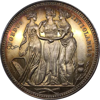 U K 1817 Монета 1 Crown - Георг III Три Благодат Модел Метален Мельхиоровый Сребърен Сувенир Колекционерски Монети Реплика