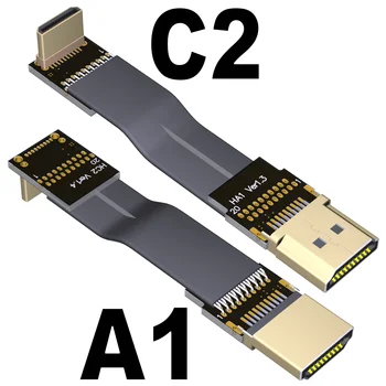 ADT mini HDMI между мъжете конвертор 4K екран 60 Hz снимка от въздуха тънък плосък високоскоростен удлинительный кабел за огъване на 90 градуса