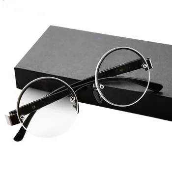 Полукадровые Кръгли Очила За четене От естествен Кристал, Очила за Уморения Точка, мъжки Кафяви Кръгли Очила за четене с висока разделителна способност