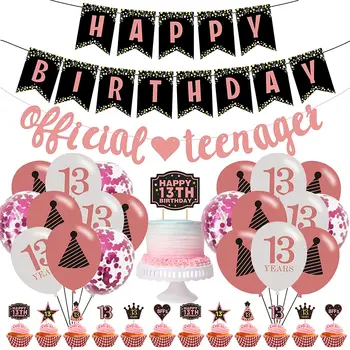 Юношеството е Декор за парти в чест на рождения Ден на за Момчета и Момичета 13th за възрастни, Вечерни Аксесоари Съдържат Торта Цилиндър Банери честит Рожден Ден и балони