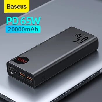 Baseus 65 W 20000 ма Power Bank Бързо Зареждане Type C PD Бързото Външно Зарядно Устройство За iPhone 14 12 13 Huawei, Xiaomi Лаптоп