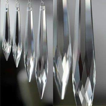 76 мм Прозрачен 10 бр/лот Многостранни ледени Висулки Капка Кристал Стъкло За Полилея Стъклена Призма Подвесное Осветление на Висящи Висулки