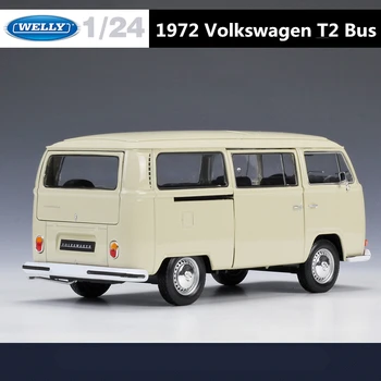 WELLY 1:24 Volkswagen 1972 T2 T1 Модел автобус от сплав, Формовани под Налягане Метална Играчка, Класически Автомобили модел на АВТОБУСА, Имитативната Колекция, Детска Играчка за Подарък