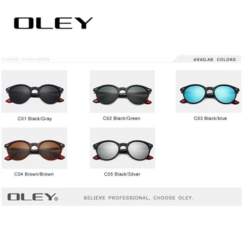 Марка OLEY Мъжки И Дамски Класически Ретро Поляризирани Слънчеви очила с Нитове, Модерен кръгов дизайн, Защита UV400, Приемаме индивидуален лого